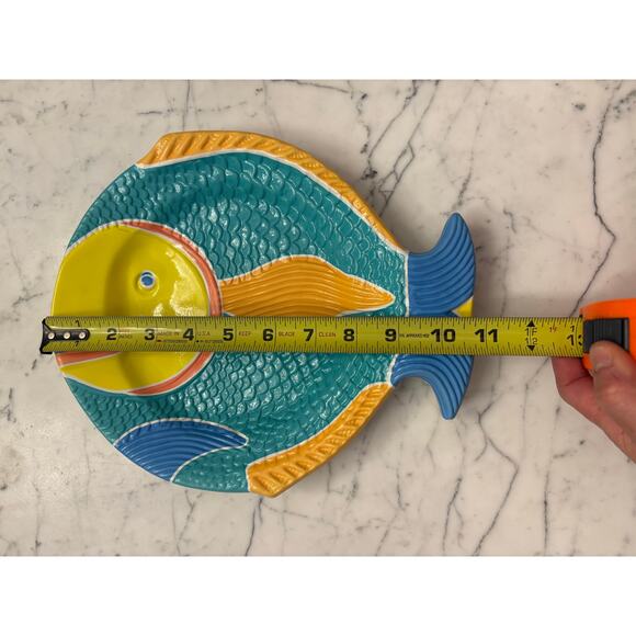 Leisure time Ullman Puff Fish 90s post modern plastic Platter 4 salad plates - Picture 8 of 12